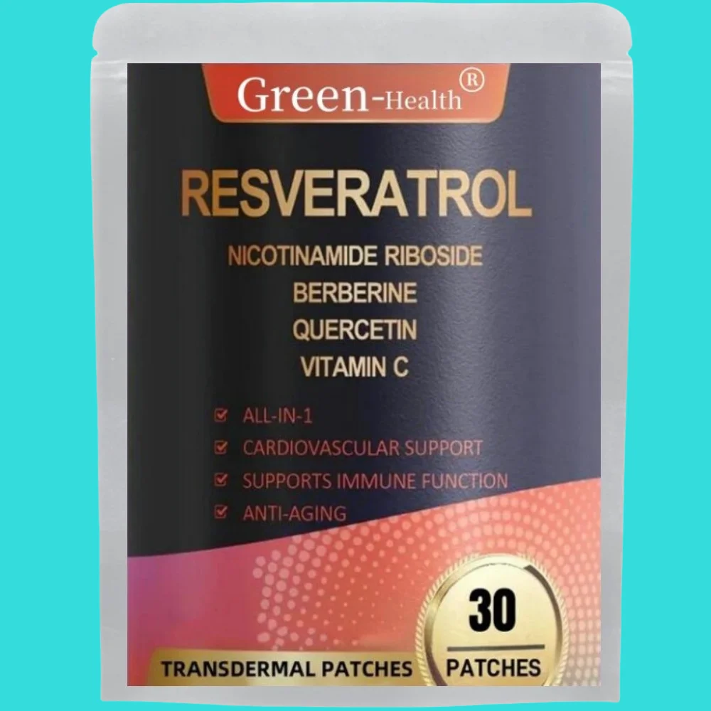 30 Patches Resveratrol Transdermal Patches with Berberine Quercetin Antioxidant Heart Health Support