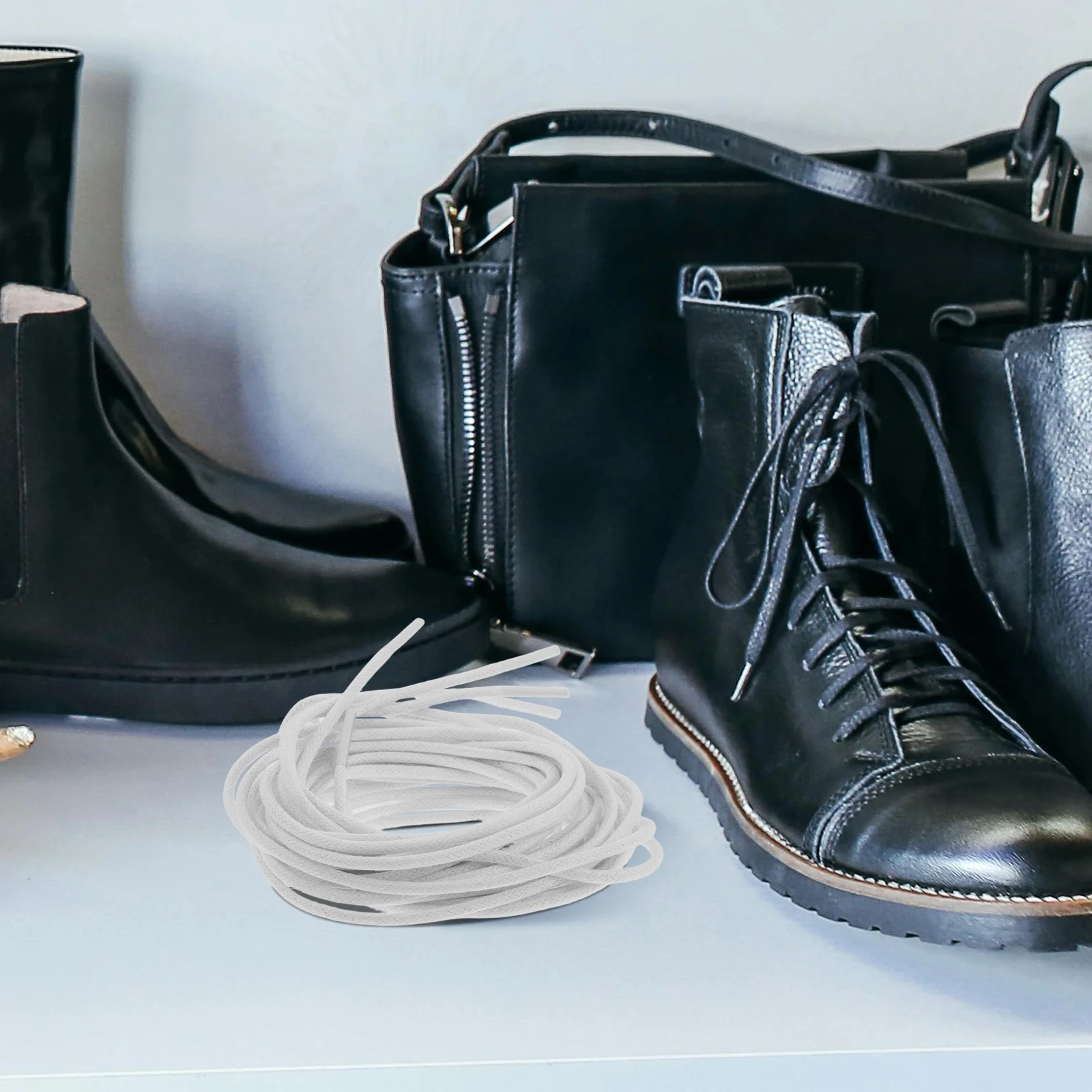 

4pcs Boot Shoelaces Round Waxed Dress Shoe Laces For Men Heavy Duty Work Boots Hiking Snowboard Footwear Accessory