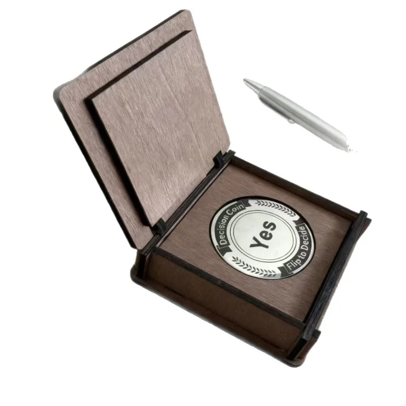 Creative Gift Decision Tool Decision Coin Creative Wooden Square Retro Solid Wood Gift Box Decision Desktop Ornament
