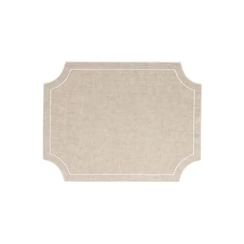 Tessuti Natural Rectangular Placemats with White Stitching - Set of 4