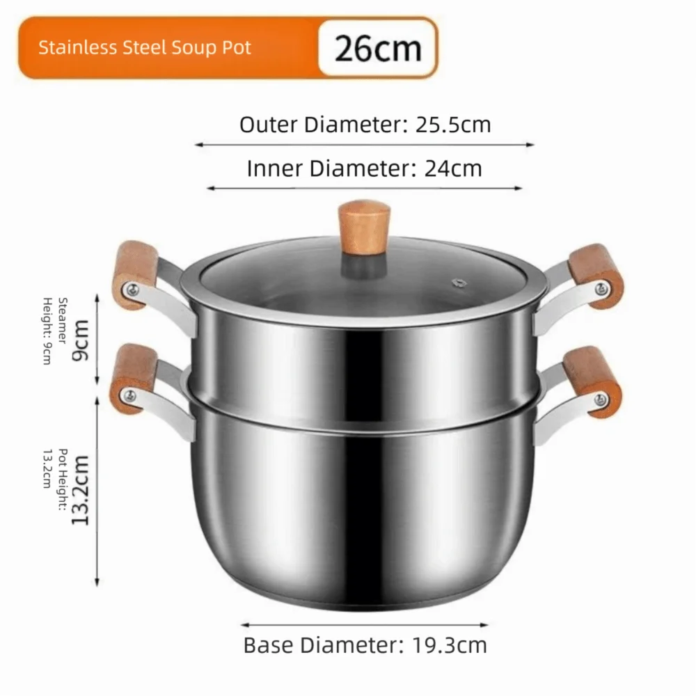 

Food Grade Stainless Steel Stock Pot Non Stick with Lid Stainless Steel Steamer Cooking Tools Easy To Clean Stew Soup Pot