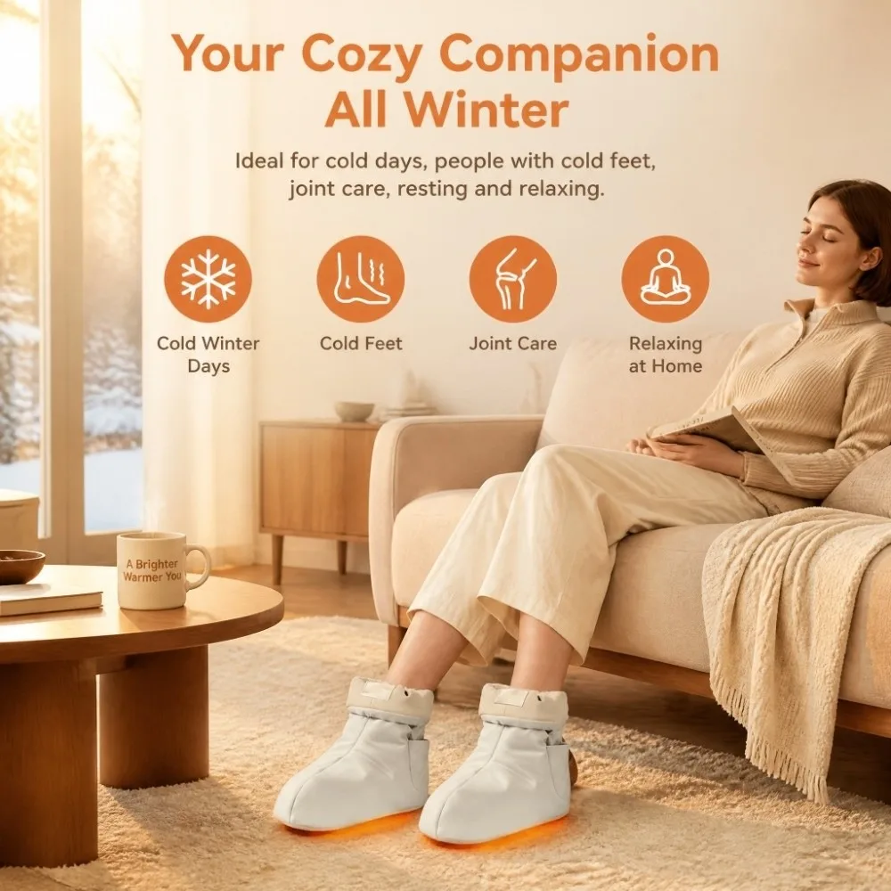 Electric Heating Heated Foot Warmer Boot Heated Socks Thermal Heated Foot Sleeve Adjustable Hot Compress Heated Ankle Wrap