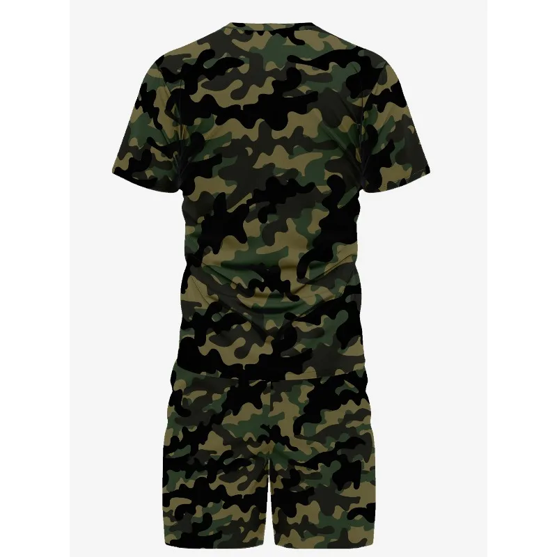 2025 Summer Personalized 3D Printed Men's Daily Leisure Sports Street Round Neck Short Sleeved T-shirt Shorts Set