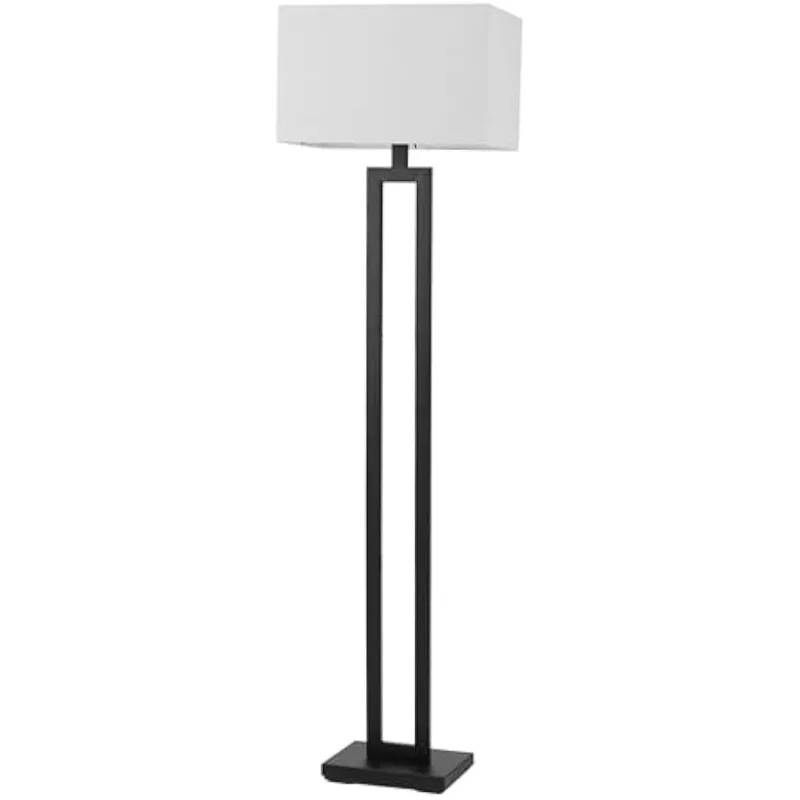 

Electric 67046 58" Floor Lamp, Matte Black, White Linen Shade, On/Off Socket Rotary Switch, Standing, Living Room Decor,