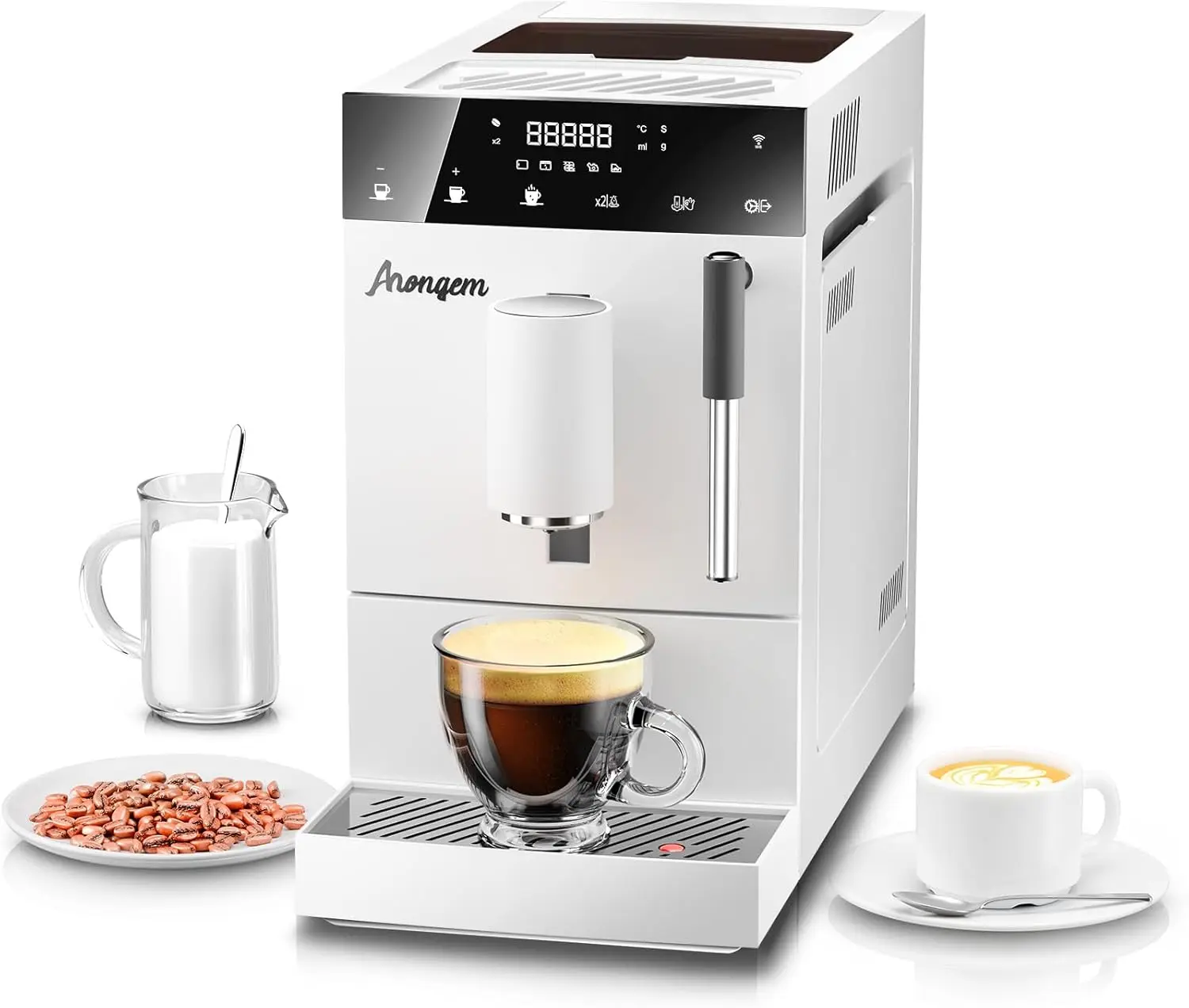 

Maker Automatic Espresso Machine: Built-In Grinder Filter Programmable Milk Frother - Brew Single Cup for French Cappuccino Capr