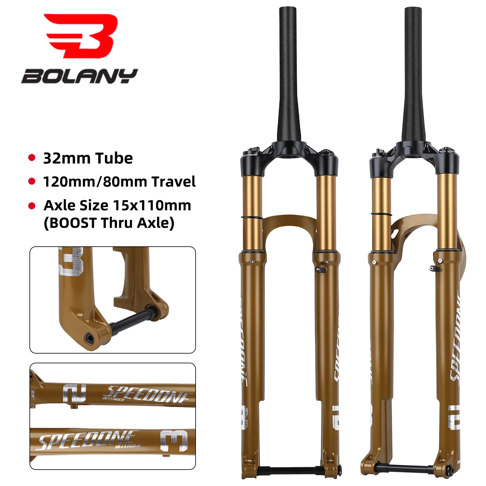 

Подвесная пневматическая вилка BOLANY MTB 27,5/29 дюймов, 120 мм, дорожная задняя арка, вилка MTB, сверхлегкая конструкция, 15x110 мм, велосипедная вилка Boost