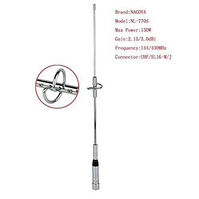 Set Nagoya NL-770S Dual Band Mobile Car Radio Antenna with RB-400 Mount Bracket 5m Feeder Coaxial Cable for Mobile Car Radio