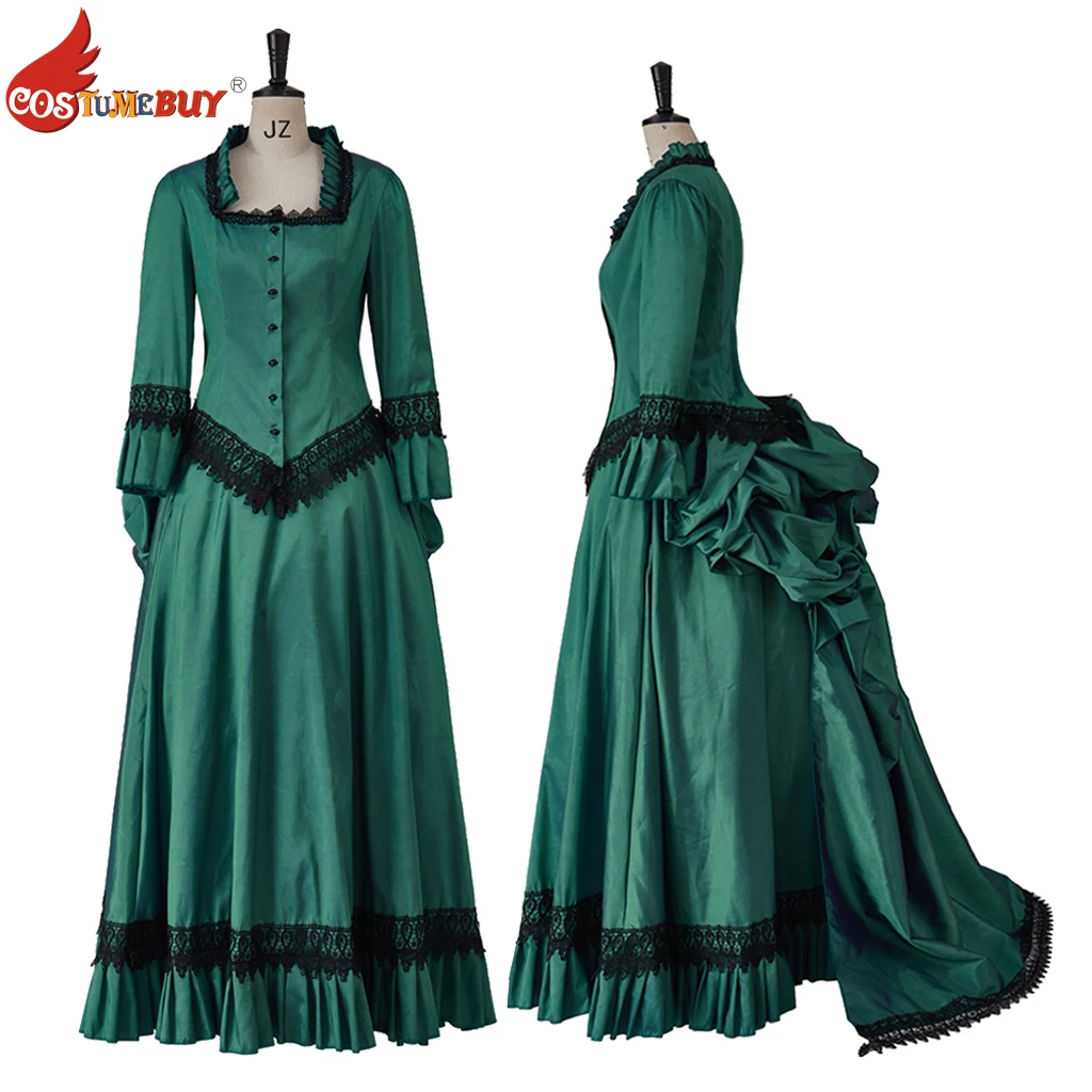 

Green Victorian Dress 18-19 Century Ball Gown Vintage Party Longuette Skirt Suit Custom Made