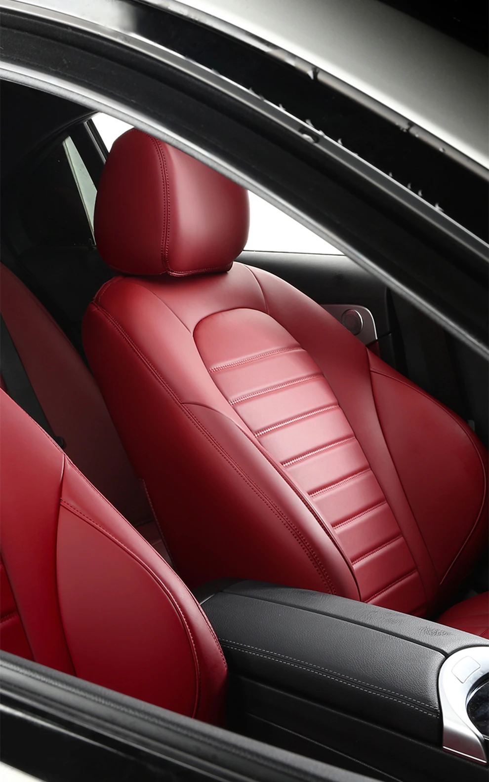1 PCS Driver Nappa Leather Custom Luxury Car Seat Cover For Mercedes W205 2015~2026 All Weather Interior Accessories Accessories