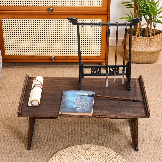 

Wooden Japanese Table Small Coffee Table Bay Window Meditation Altar Low Sitting On the Floor Bed Table Tray Foldable Legs