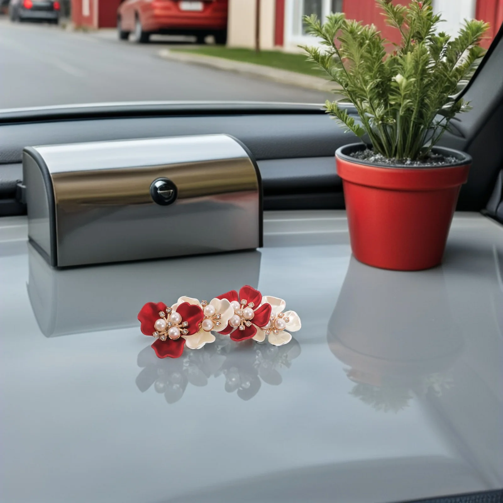 

40pcs Car Air Decoration Flower Vent Clips Rhinestone Faux Conditioner Outlet Essential Oil Holder Perfume Diffuser
