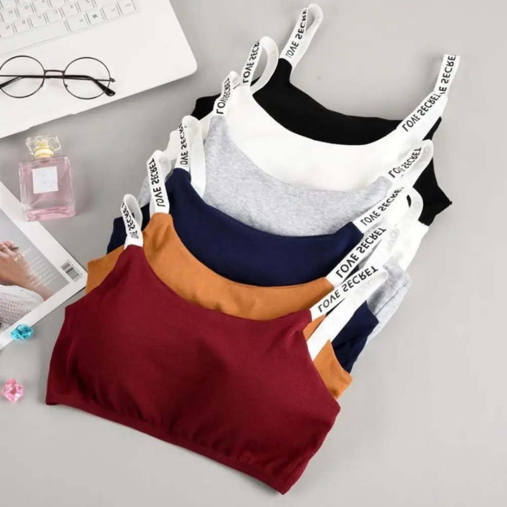 Casual Training Bras Breathable Sling Detachable Padded Seamless Bra Letter Printing Cotton Girl Sports Bra