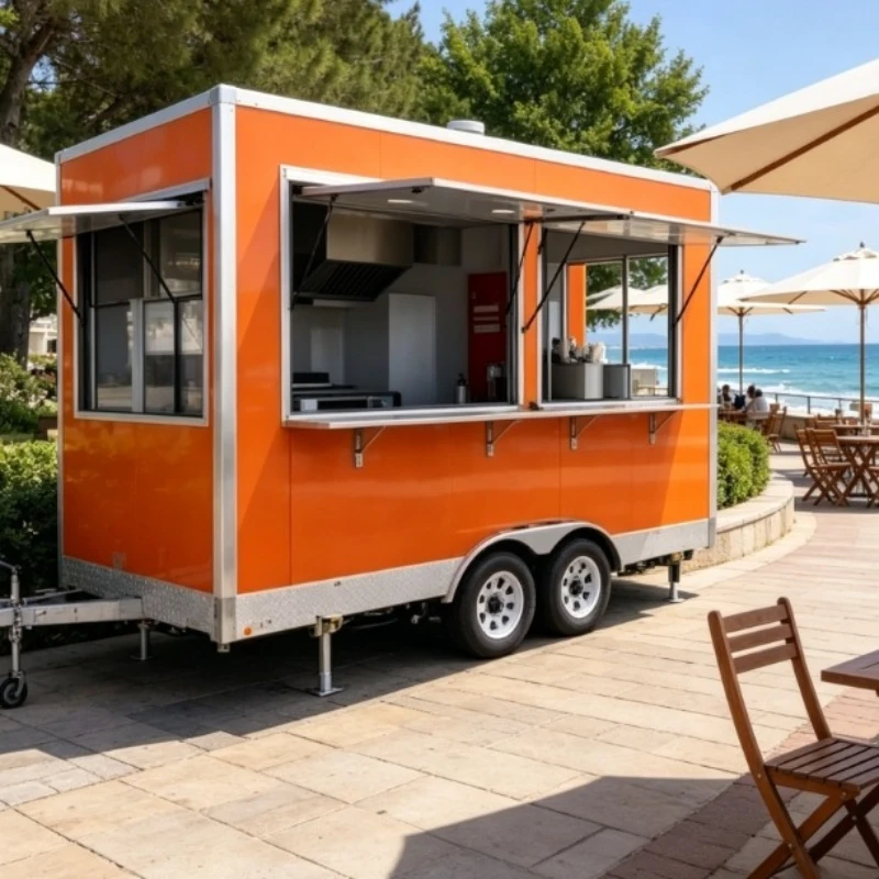Commercial Catering Trailer Mobile Street Hot Dog Food Truck Custom Catering Kitchen Food Trailer with Stainless Steel Kitchen