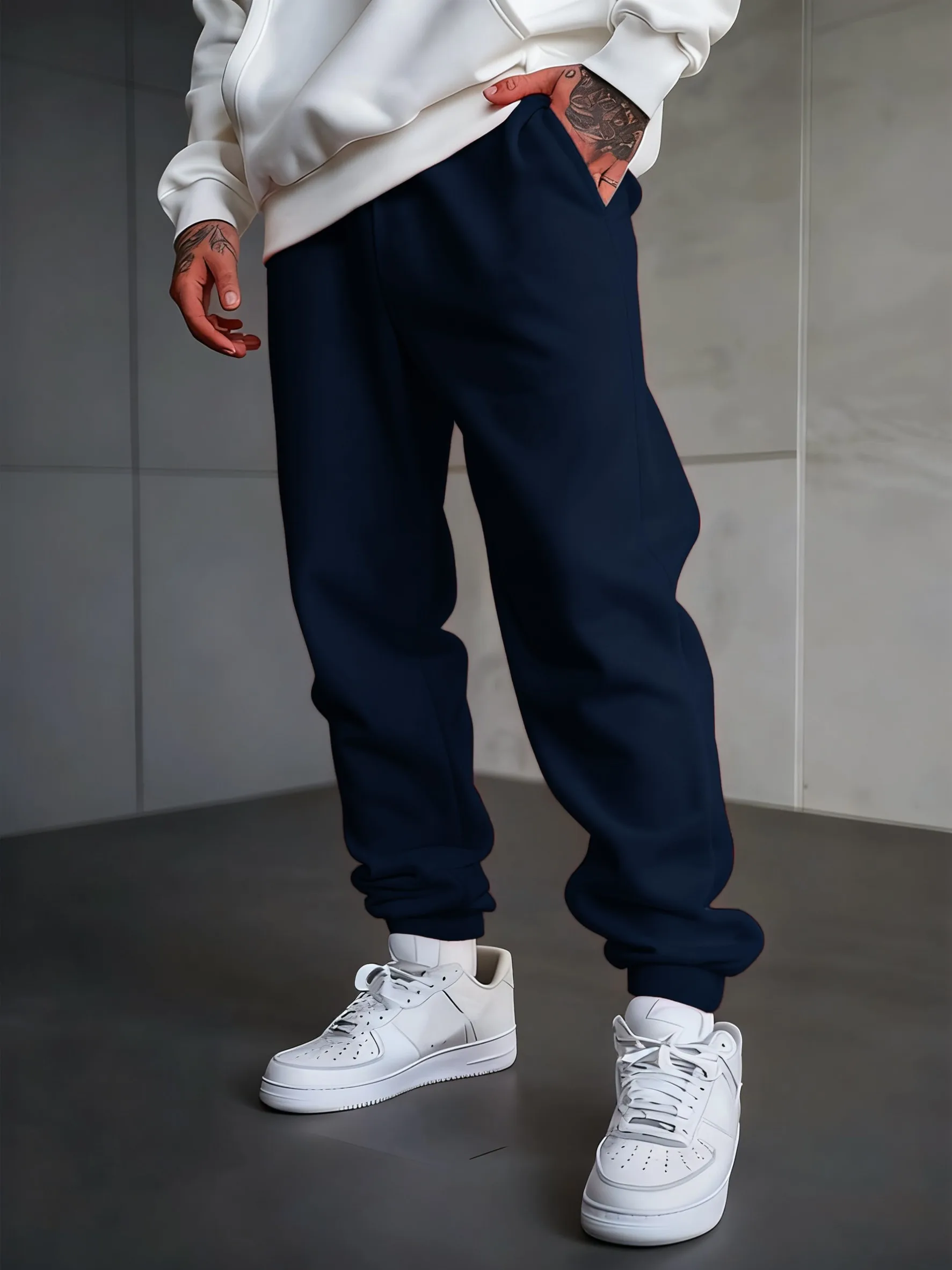 رجل الخريف الصوف السراويل الطويلة مرونة الخصر الركض بانت الدافئة الشارع Britches لينة جيب بنطلون رياضي غير رسمي للجنسين