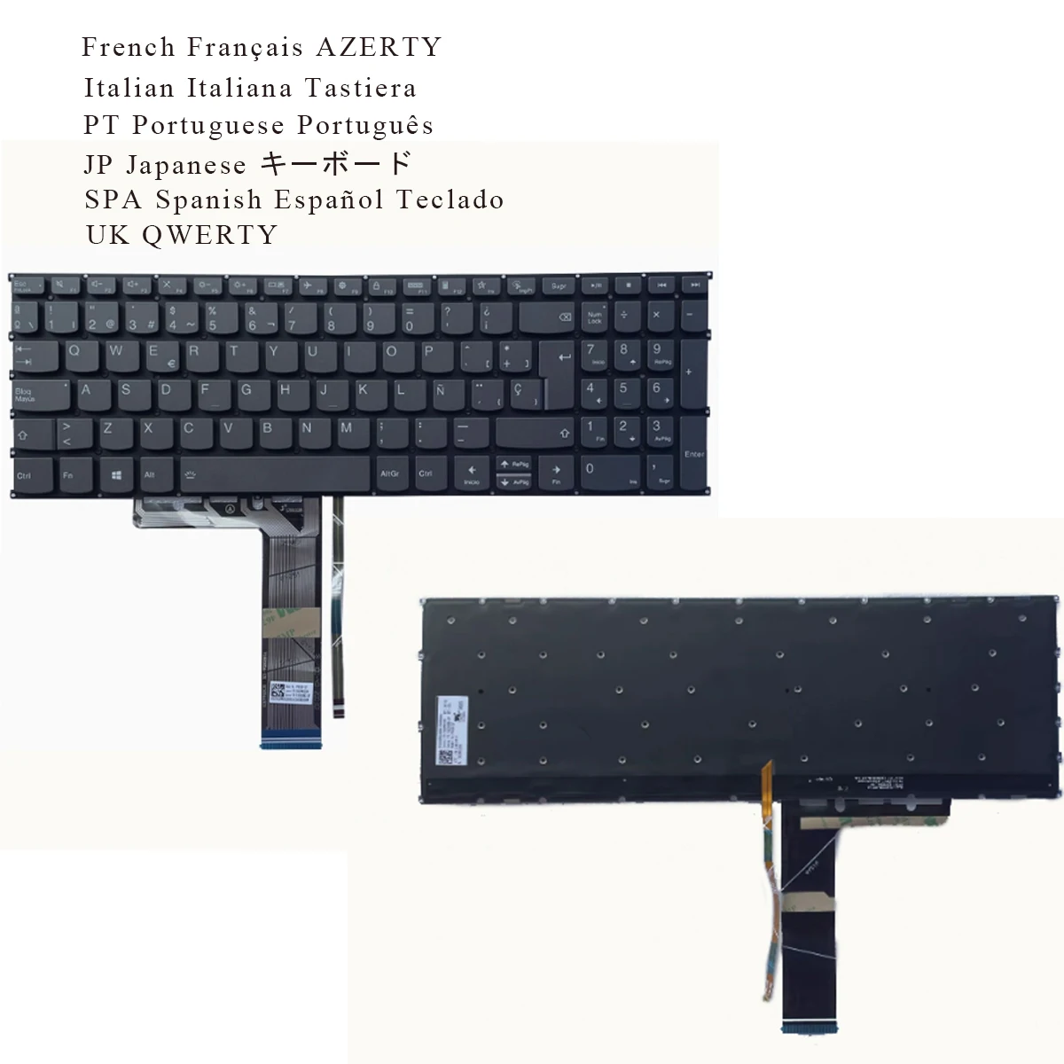 

NEW Japanese Spanish Portuguese Italian French UK Keyboard for Lenovo Yoga Slim 7-15IMH05 82AB 7-15IIL05 7-15ITL05 BACKLIT Gray