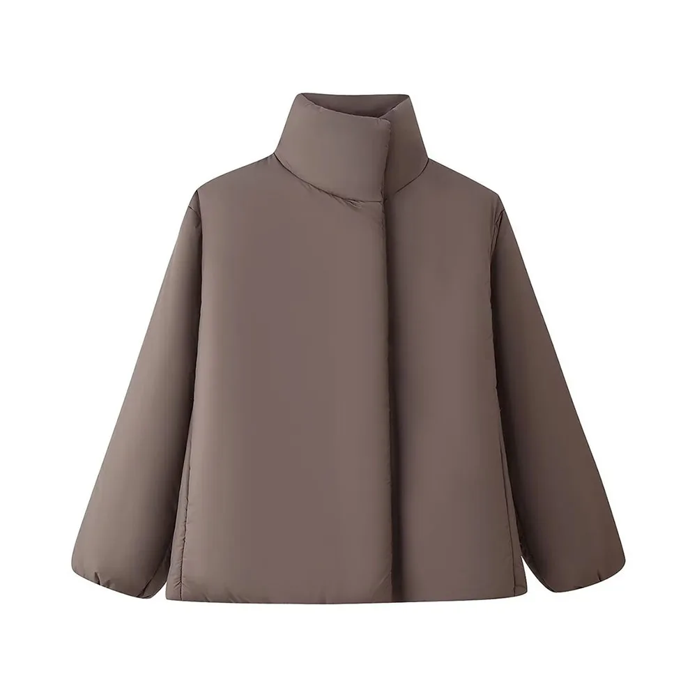 Autumn and Winter New Women's Fashion Simple and Versatile Stand up Collar Button Cotton Jacket