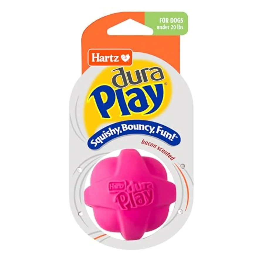 DuraPlay bacon-scented dog toys for small dogs, assorted colors, durable rubber material with long-lasting scent