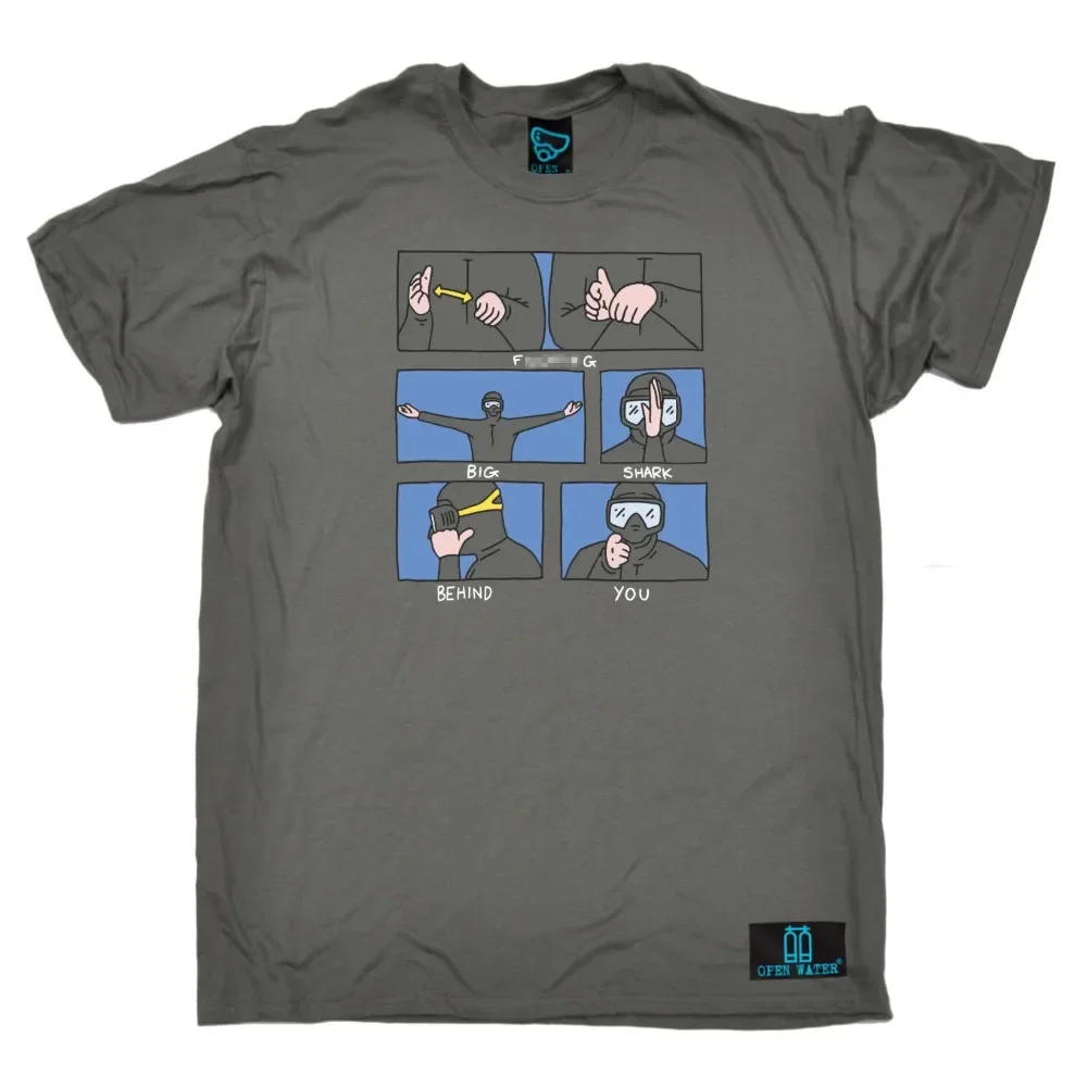 New Cotton Diving - Big Shark Behind You - Diver Tank Mask Funny Birthday T-SHIRT Short-Sleeve T-Shirt