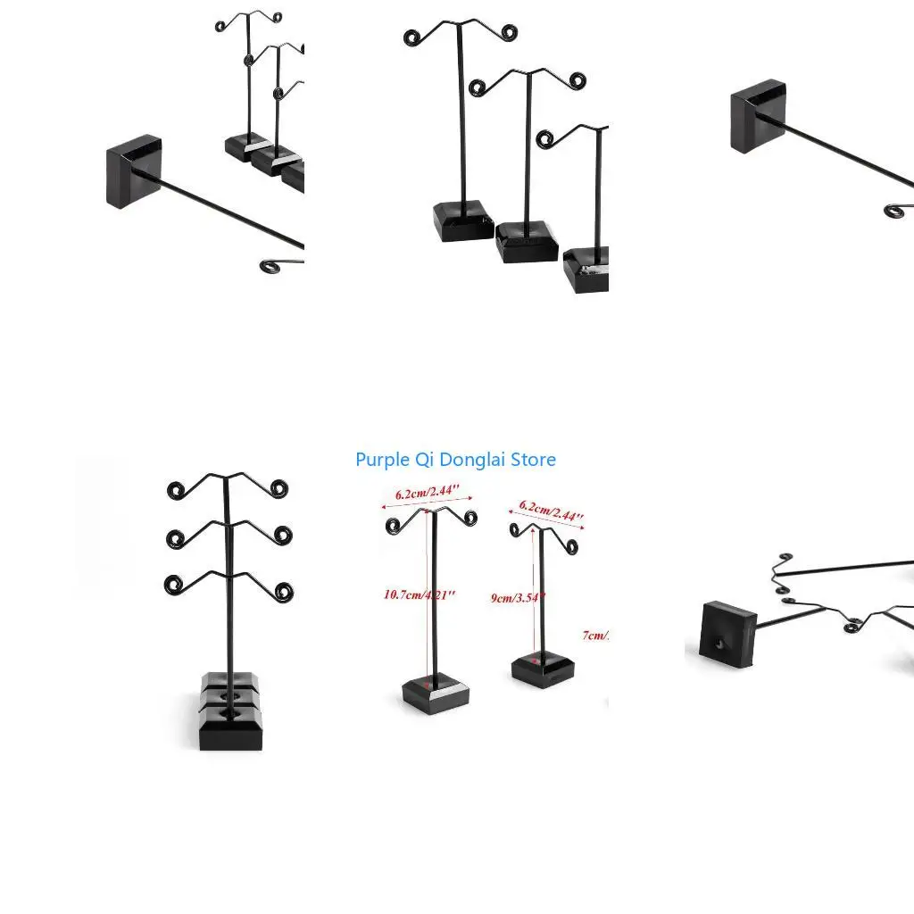 L21E 3Pieces Acrylic Earrings Stand Holder T-Shape Ear Studs Display Rack Jewelry