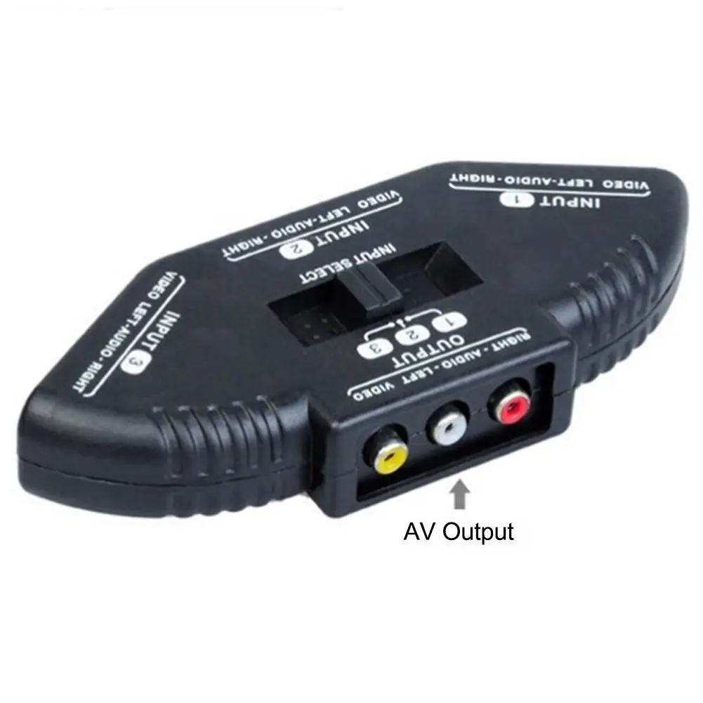 Audio Video AV Switch Selector Box, divisor com cabo para TV X-Box, dispositivos de DVD Player, E8b6, 3-Way