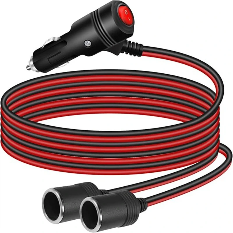 12AWG Vehicle-mounted Cigarette Lighter with Switch One-two Connection Cable From Male To Female