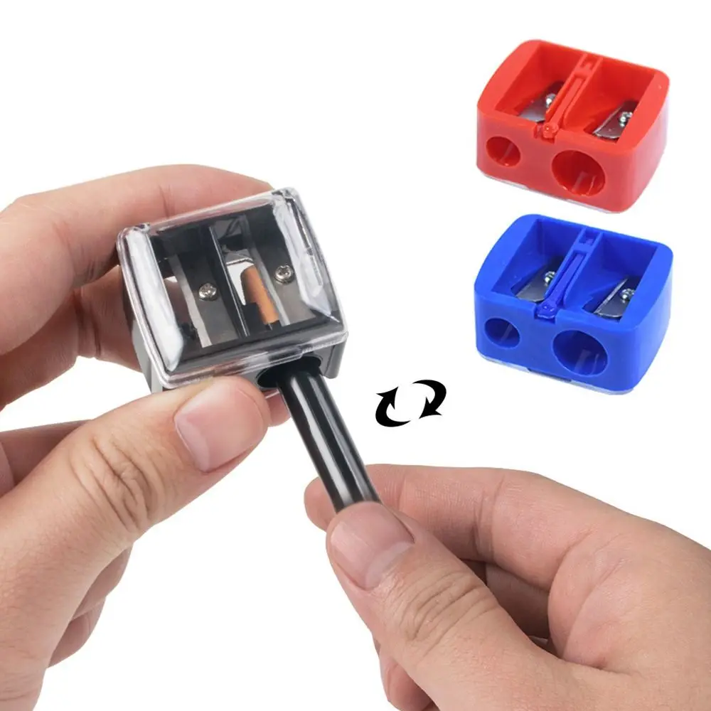

2Pcs Mini Double Hole Pencil Sharpener Classical 2-Size Eyebrow Pencil Sharpener Plastic Lip Liner Sharpening Tip Thin Tools