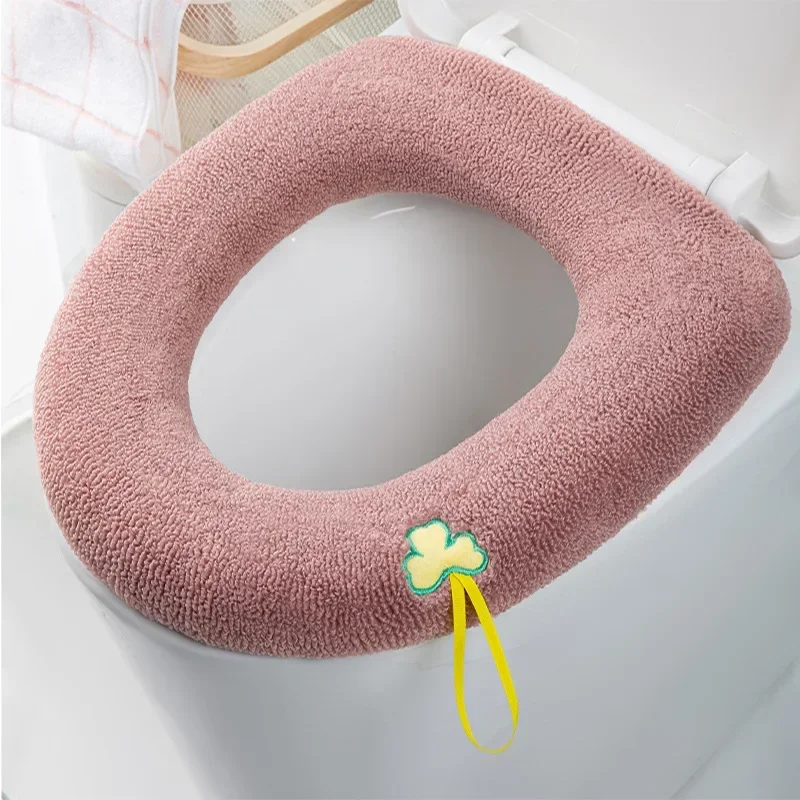 Universal Toilet Seat Cover Pure Color Squirrel Pattern Closestool Mat Soft Warm Toilet Seat Cushion Bathroom Toilet Accessories