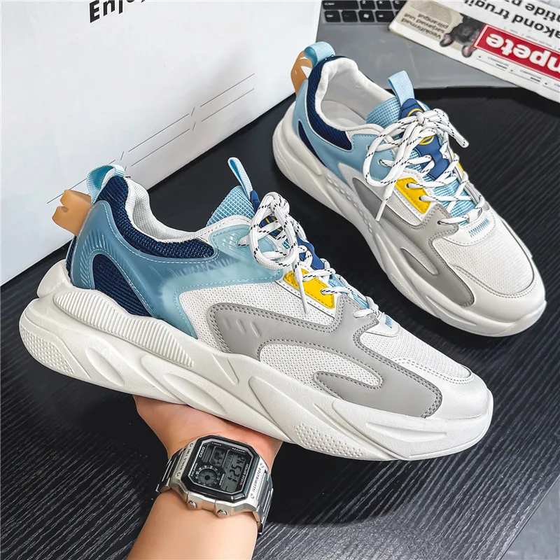 

Spring Sports Running Shoes with Lace-up, Thick-soled, Height-increasing, Comfortable, Wear-resistant and Anti-slip Sports Shoes