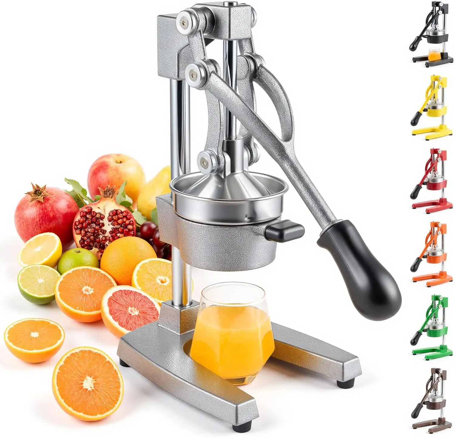 

Commercial Grade Cast Iron Manual Citrus Juicer with Removable Strainer, Heavy Duty Juice Press for Orange Lemon Pomegranate