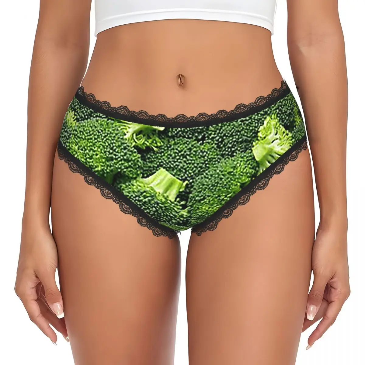 Custom Fresh Raw Broccoli Panties Briefs Women's Comfort Briefs Underwear Breathable Female Underpants