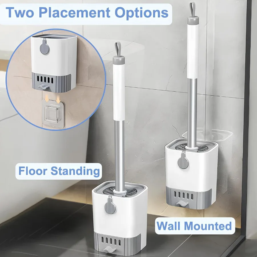 2 Pack Toilet Brush and Holder Set Toilet Bowl Brush and Caddy for Bathroom Cleaning view 5