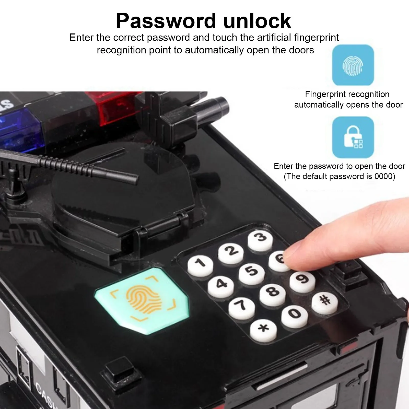 بنك الخنزير الإلكتروني المدرع للسيارة - بنك النقود بقفل كلمة المرور التلقائي | لعبة تعليمية للأطفال #2