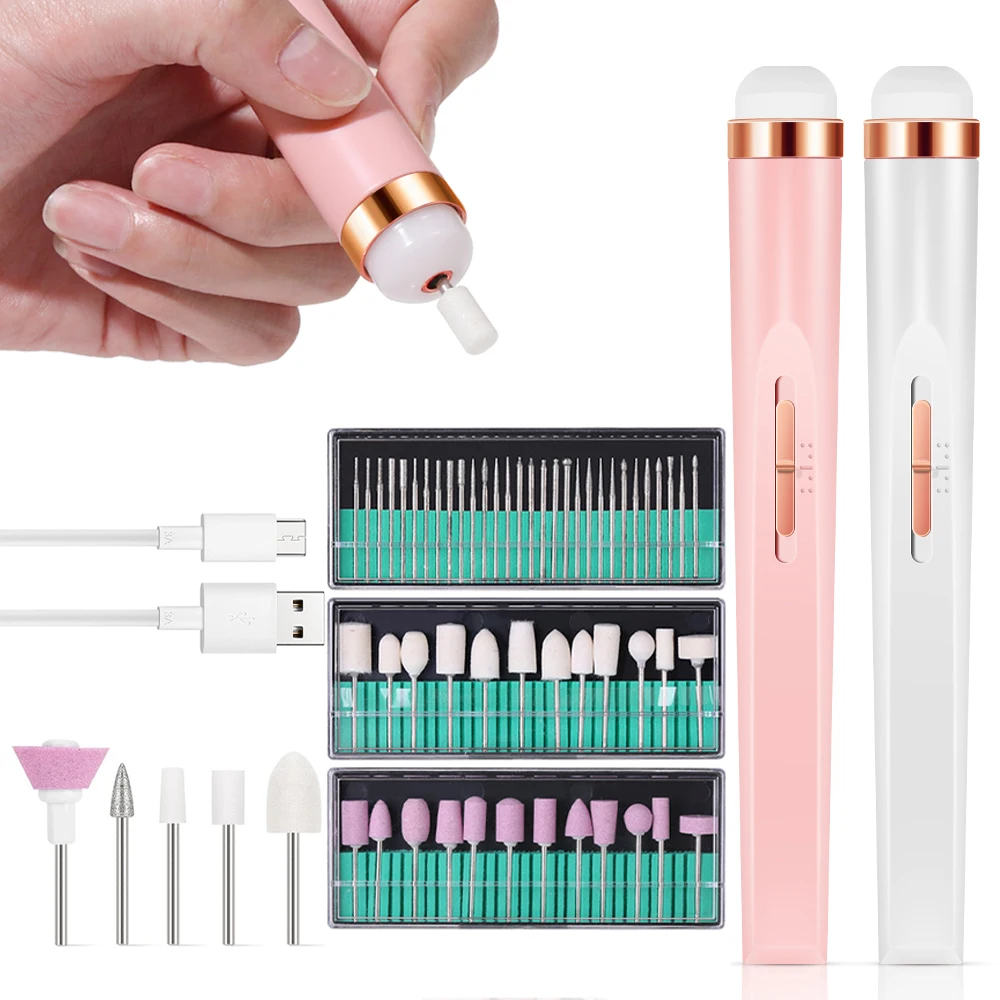 מכונת ציפורניים חשמלית 5 ב-1 עם תאורה, ניידת עם סוללה, כלי מיני למניקור חשמלי להסרת ג'ל