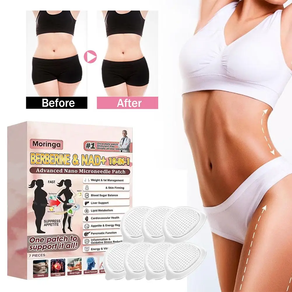 Advanced Nano Microneedle Patch Natural Berberine & NAD+ 10-in-1 Body Weight Loss Sticker For Women Gentle Non-Irritating Care