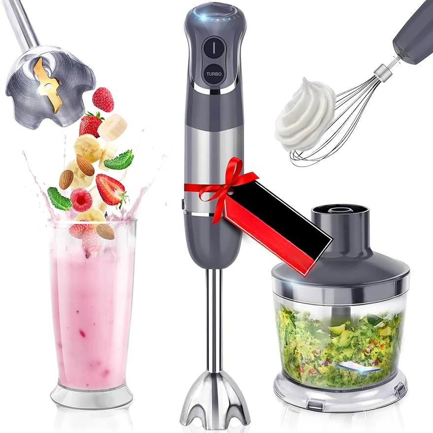 HAOYUNMA 800W, 12 Speed and Turbo Mode, 3-in-1, Heaviest Duty Copper Motor Immersion Blender Blender Bottle