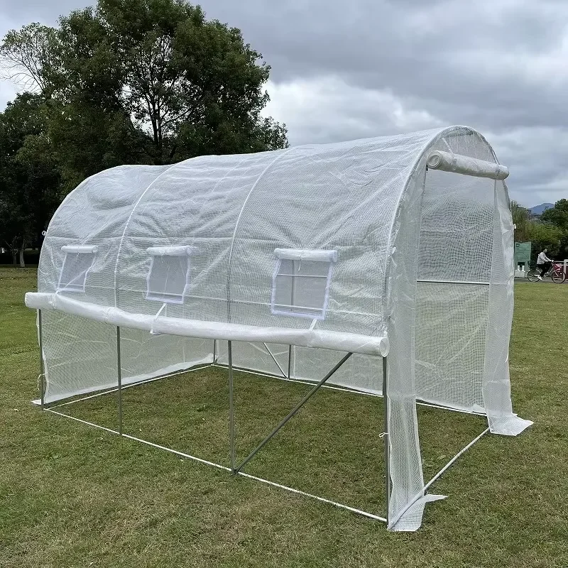 White Walk-In Steel Frame Greenhouse for Outdoor Farming with UV Protection Eco-Friendly Waterproof Design for all standard