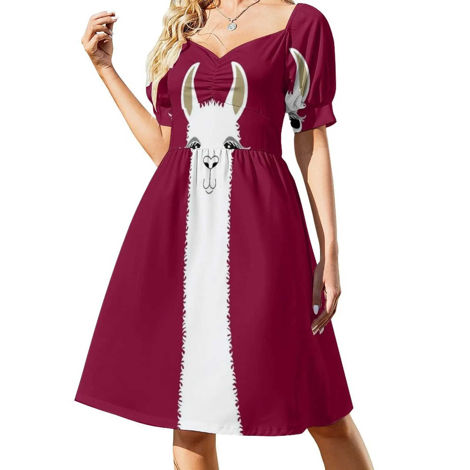 Llama Portrait #3 Women's Hip Hop Streetwear Dress Graphic Print Party Club Wear Portrait Llama Llamas Alpacas Alpaca Woman