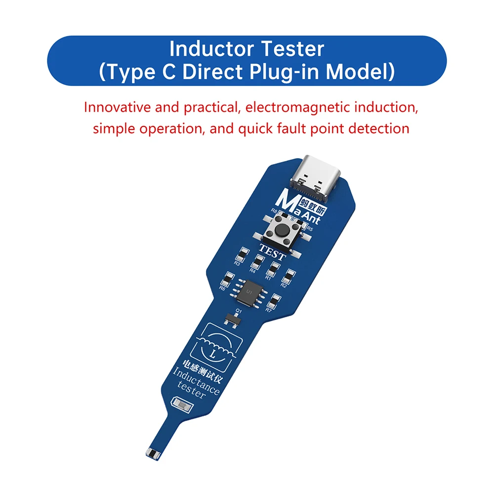 Inductance Tester for Phone Computer Motherboard Repair Electromagnetic Induction Coil Fault Green LED Detector for Coil Testing