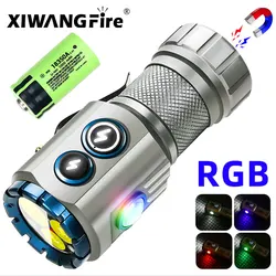 Upgrade RGB Side Lamp 3 LED Flashlight 2000 Lumens USB Rechargeable 18350 Torch with Magnet CAP CLIP Waterproof Camping Light