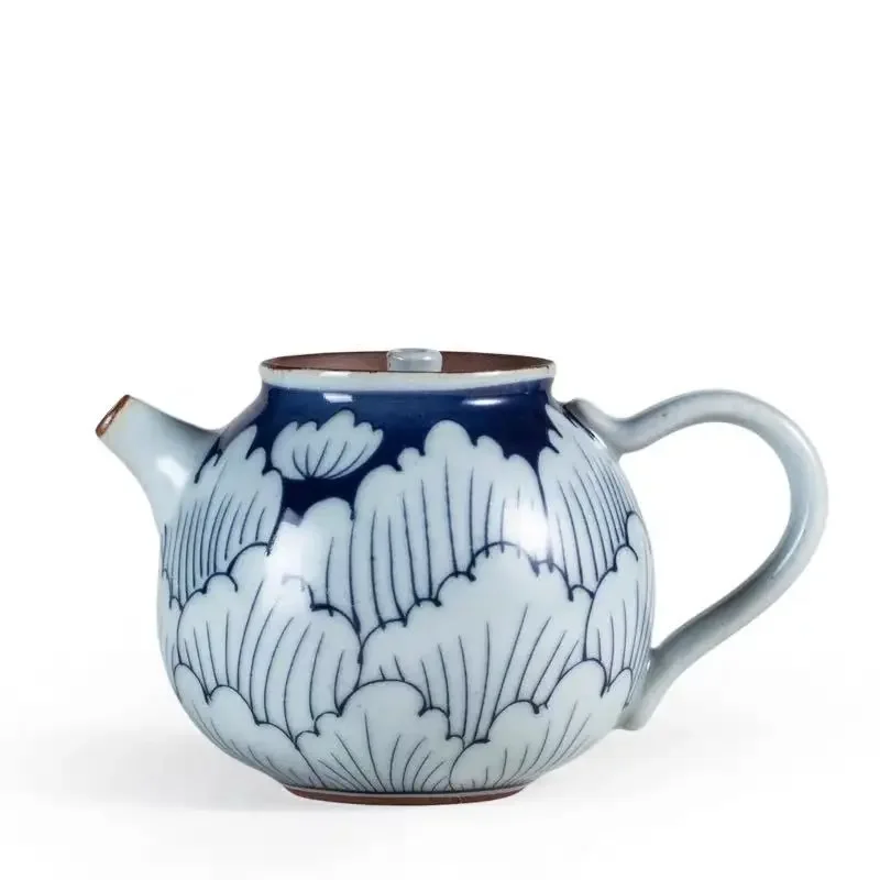 Blue-and-White Teapot Japanese Stoneware Cup Kung Fu Tea Household Ceramics Queen Sancai Cup Ceramic Tea Pot  Tea Set Siteel