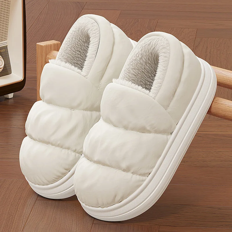 

Women's Cotton Slippers with Heel Indoor Home Use down Cotton Shoes Men's Winter Warm Breathable Full Cover EVA Bottom