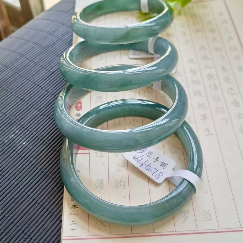 

Натуральный браслет из жадеита класса А, синий, с текстурой «лед», элегантный, круглой формы, высокой прозрачности, премиум-класса, женское ювелирное украшение, подарок