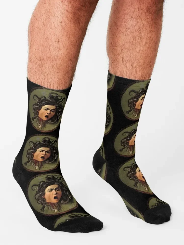 Calcetines de Medusa para hombre y mujer, calcetín personalizado, Caravaggio