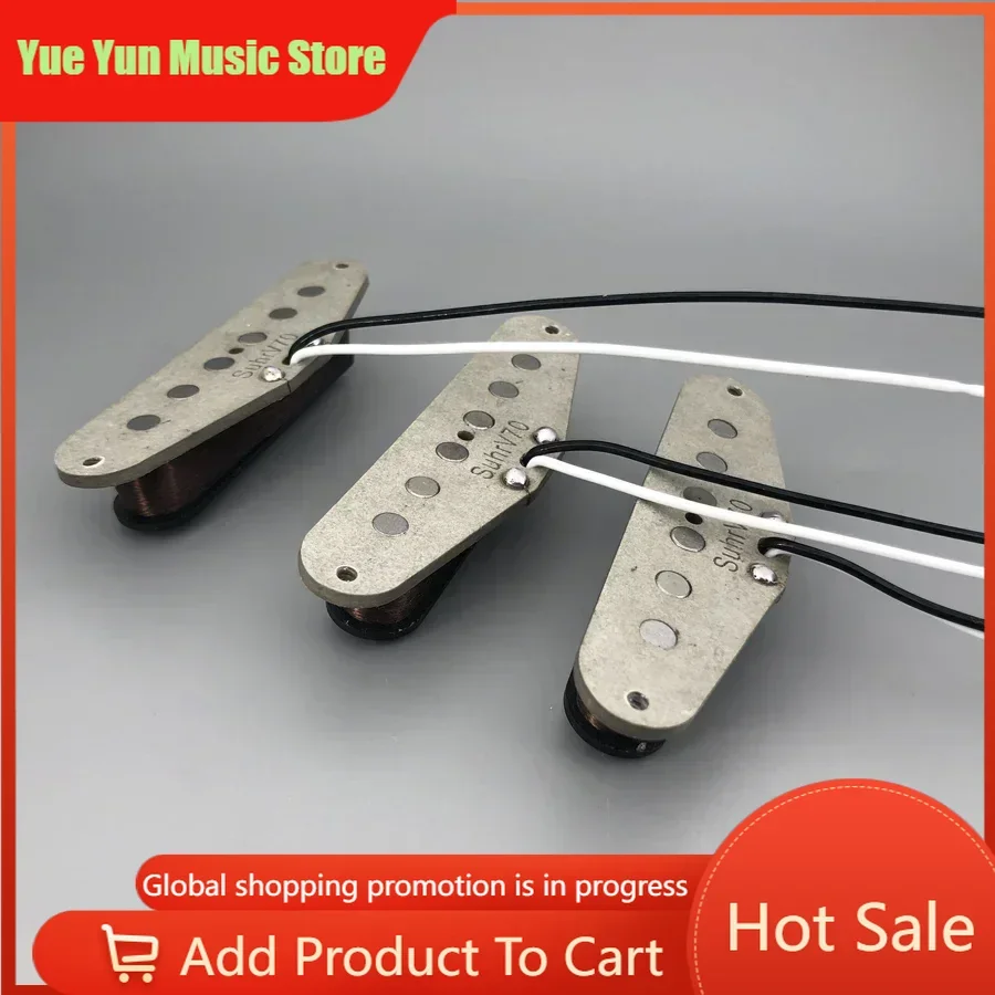 

Vintage V70 SSS Handwound Alnico 5 Guitar Pickups Grey Bottom Plate Plain Enamel Wires 42 for Electric Guitar