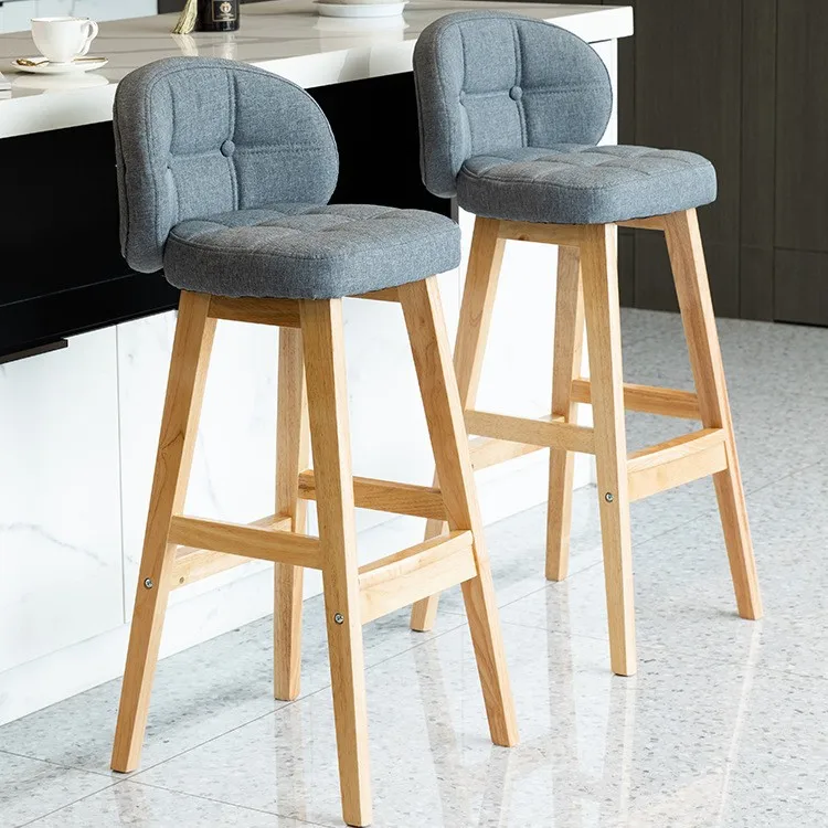 High stool household Nordic solid wood light luxury cashier front milk  modern simple backrest bar
