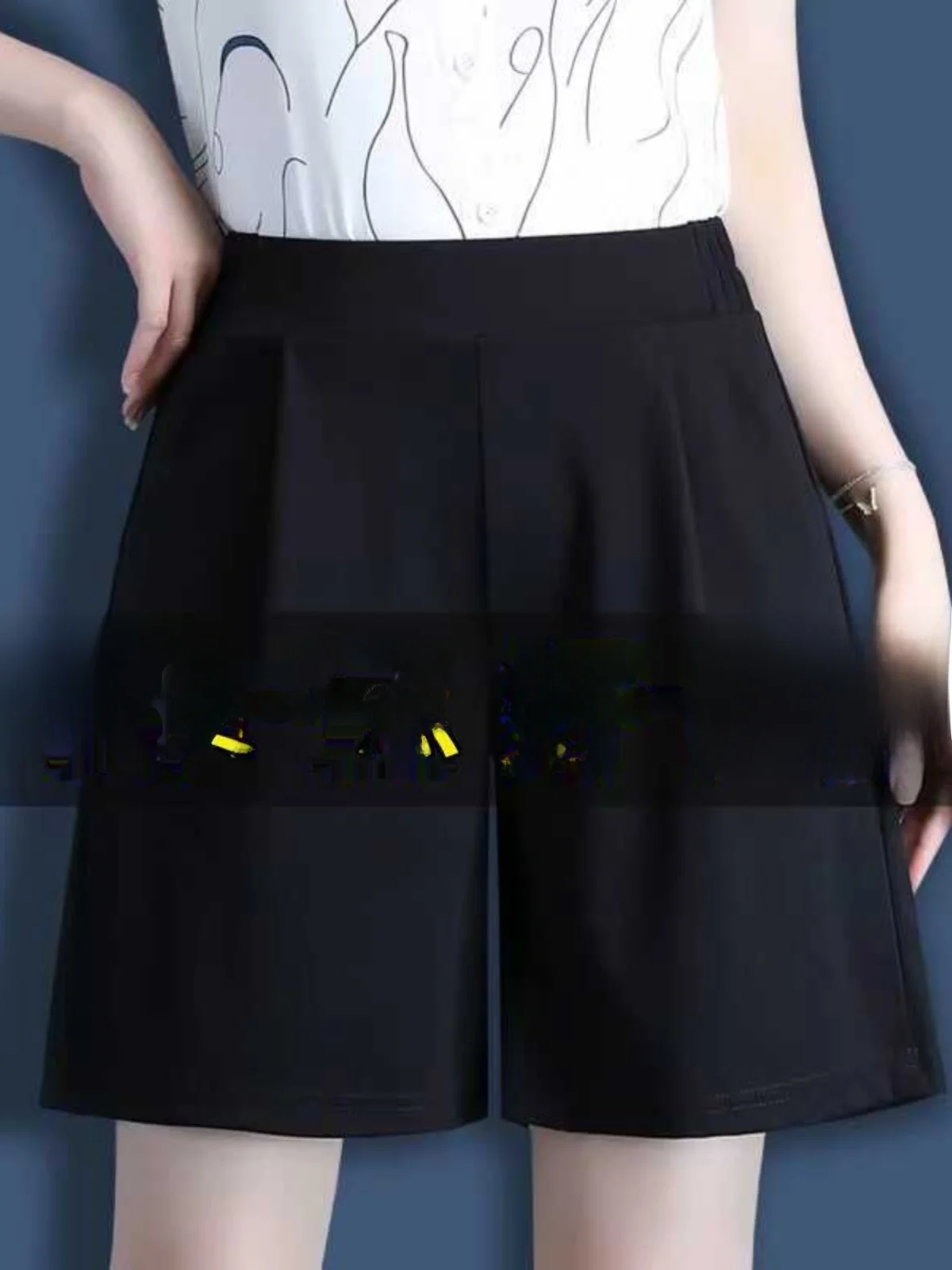 

plus Size Black Suit Shorts Women's Summer Thin Wide Leg Five-Quarter Pants Casual Korean Style Loose Fit Short Pants
