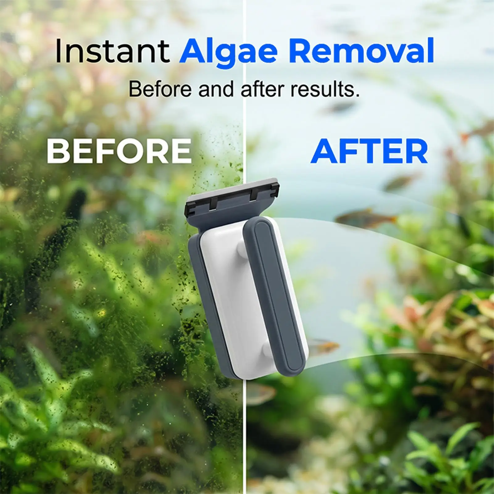Aquarium Glass Cleaner Powerful Magnetic Double Side Ergonomic Tool Fish Tank Cleaning Scrubber For Gravel Turtle Betta Dragon