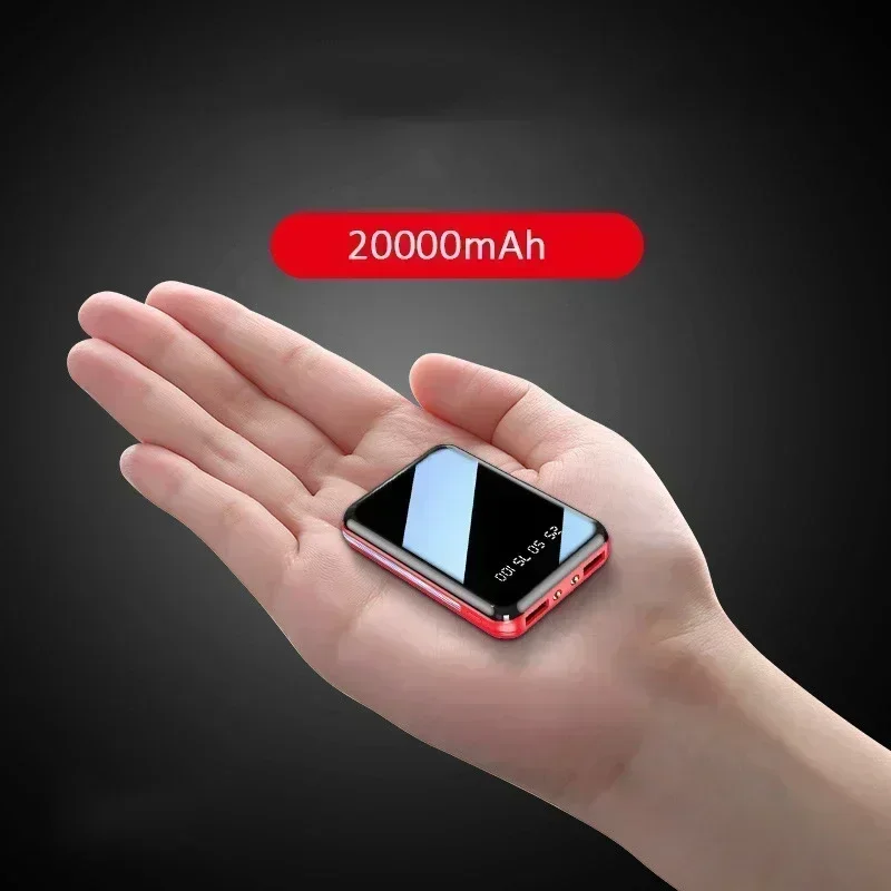 

20000mAh Mini Power Bank Mirror Screen LED Digital Display External Battery Pack camping Portable Powerbank free shipping