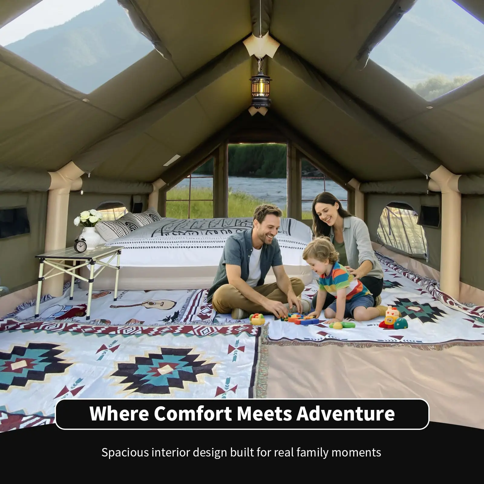 Camping Tent, Waterproof 300D Oxford, Family Air Tent, Quick Setup, Outdoor Glamping Shelter, 8-10 Person 4-Season Use image 6