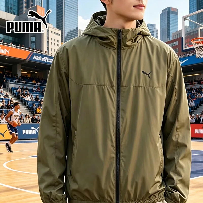 

Мужская тканая куртка с капюшоном Puma 687540-81, повседневная спортивная ветрозащитная верхняя одежда, модное пальто